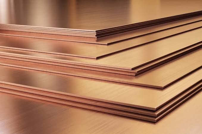 Copper sheets, 0.1 mm thickness up to 1000 mm width